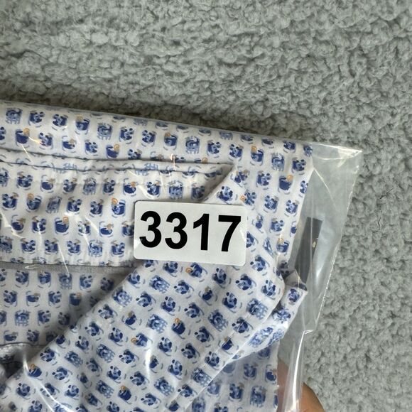 Peter Millar Shirt Mens M Cocktail Print Button Up Short Sleeve Cotton - Picture 9 of 9